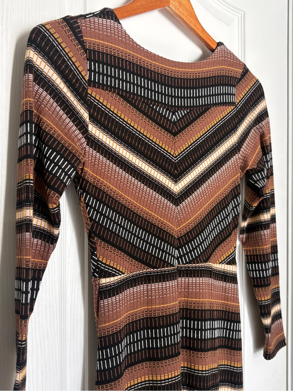 Anthropologie Maeve Striped Wrap Midi Dress Chevron Boho Retro Size XS - Picture 5 of 8